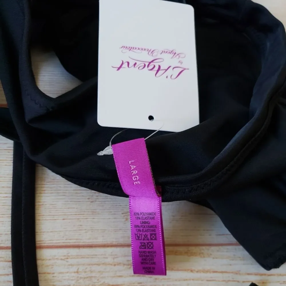 L'Agent by Agent Provocateur Agata Black Cutout Halter One-Piece Swimsuit Large